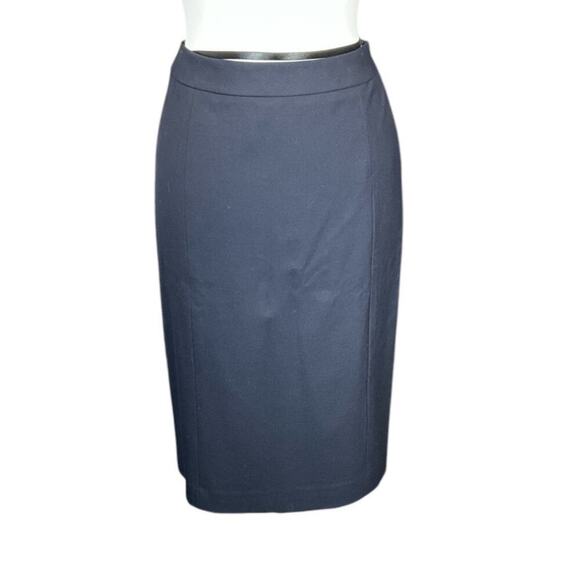 Lafayette 148 New York Navy Blue Pencil Skirt Size 8 Knee Length  Work Wear - Picture 2 of 11